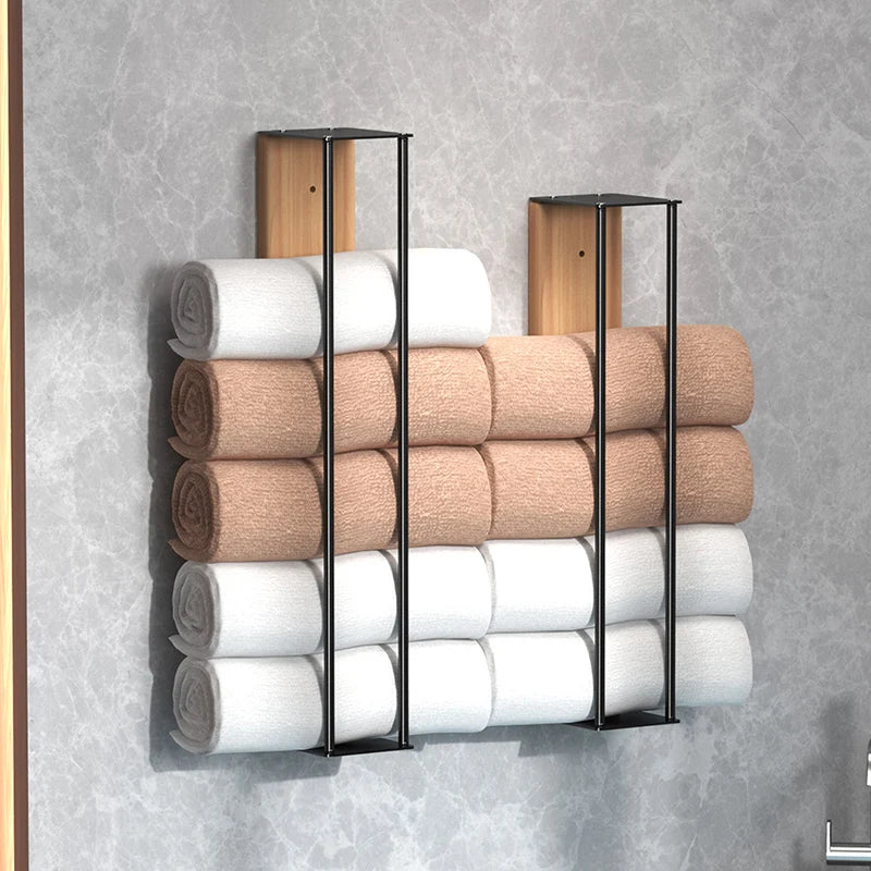 Bathroom wall mounted towel rack, bathroom decorative towel rack, towel hanging rack, roll towel storage, no drilling required Beauty World Shop