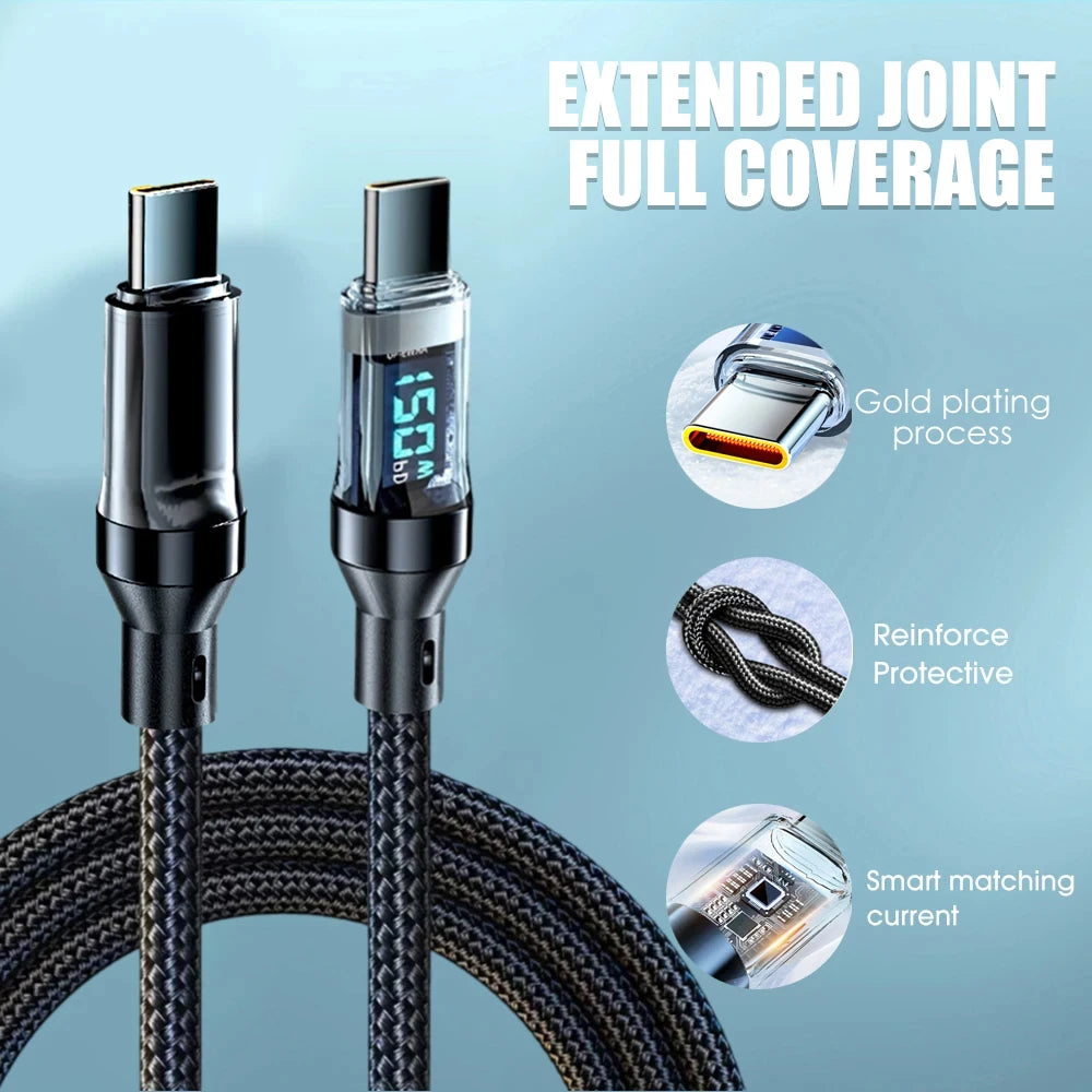 NNBILI 120W A-C and C-C Phone Super Fast Charging Cable with LED display screen, not compatible Xiaomi iPhone、 Samsung Beauty World Shop
