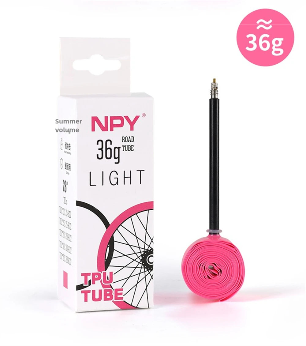 NPY 1Pcs Ultralight 28g Bike TPU Inner Tube 700X18 25 28 32 Road Bicycle TPU Material Tire 65mm Length French Valve Beauty World Shop