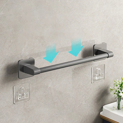 Bathroom Towel Holder White Without Drilling Bathroom Gray Towel Rack Towel Bar Self-Adhesive Bathroom Towel Rack Towel Rail Beauty World Shop