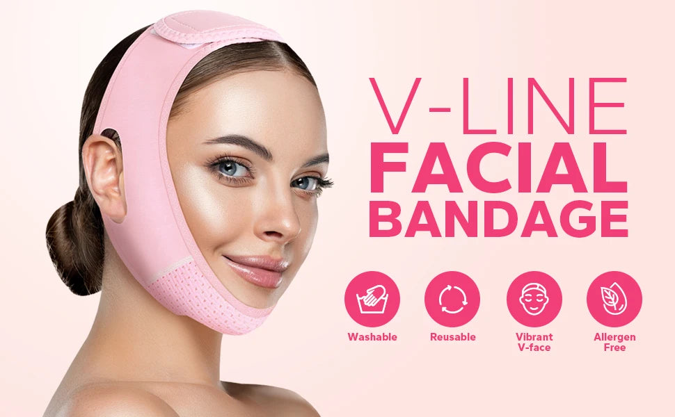 Reusable Face Strap, V Line Mask, Double Chin Reducer, Chin Up Patch, Chin Strap, V Shaped Belt, V Shaped Face Mask for Sagging Beauty World Shop