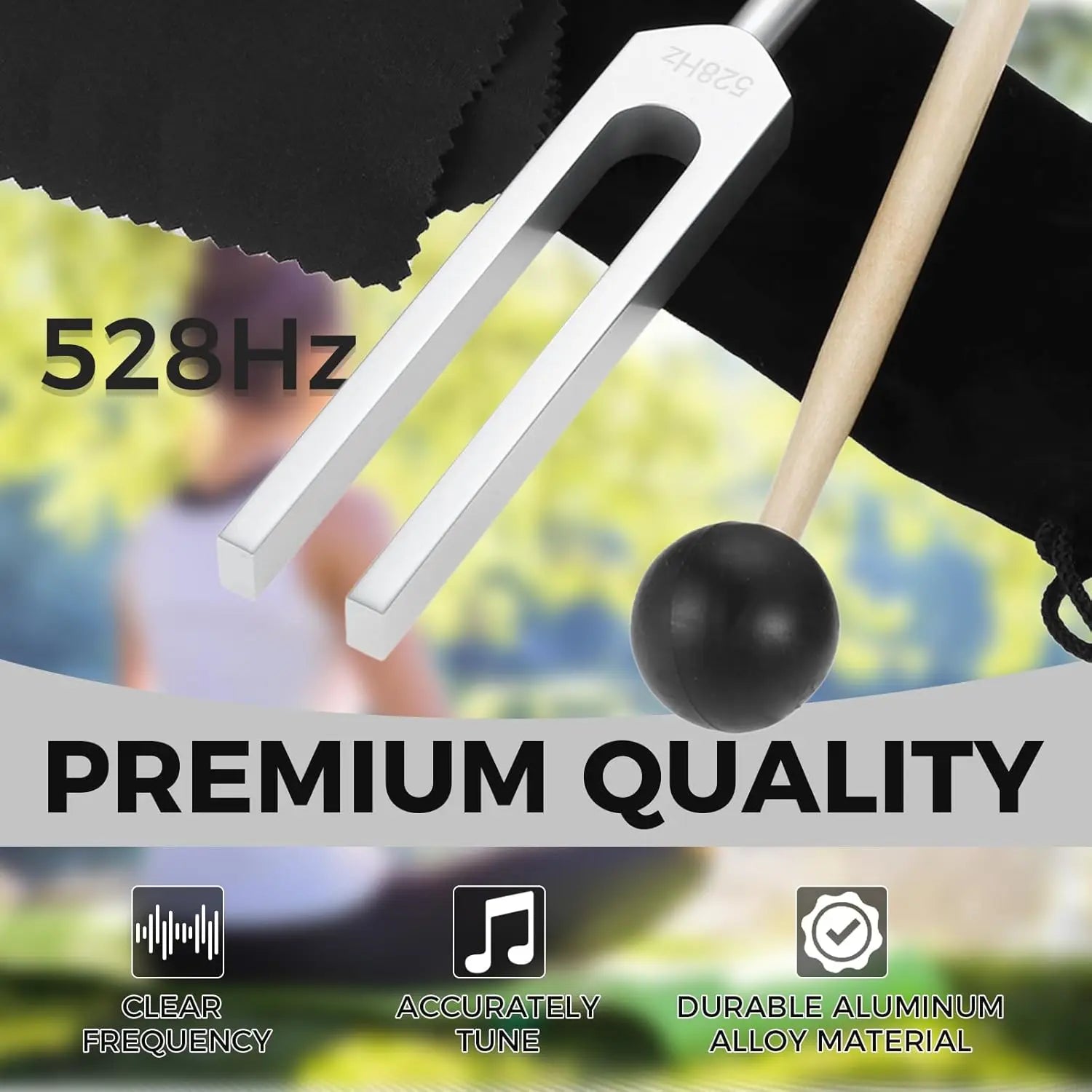 Miwayer Tuning Fork 528 Hz with Silicone Hammer and Cleaning Cloth Perfect Healing Musical Instrument for Stress Alleviation Beauty World Shop
