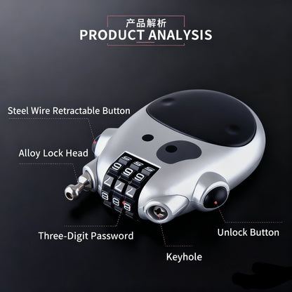 Bicycle Steel Cable Code Lock Suitcase Car Sled Telescopic Wire Rope Lock Bicycle Helmet High-precision Code Wheel Password Lock Beauty World Shop