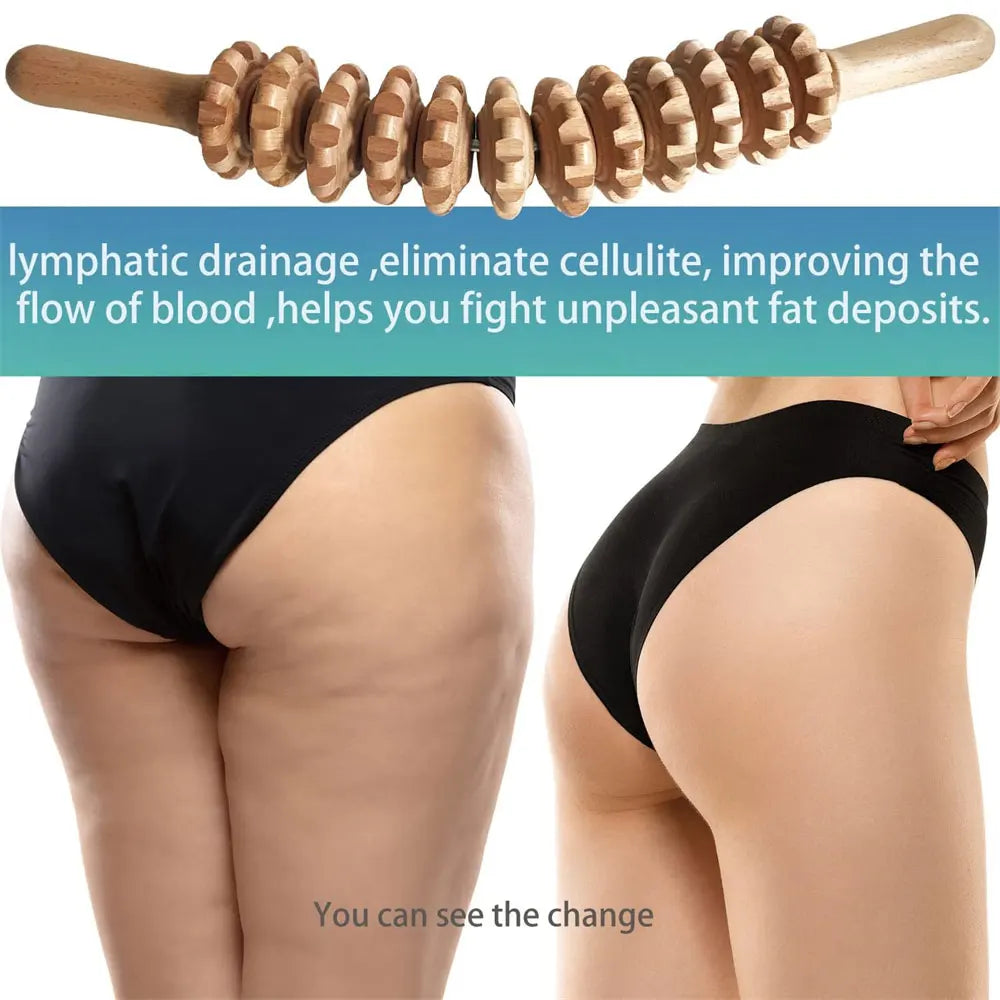 Natural Curved Wooden Massage Roller for Waist and Thigh, Multi-Functional Body Roller for Cellulite Reduction & Muscle Tension Beauty World Shop