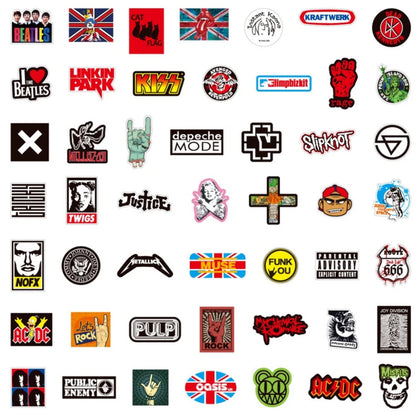 100 Rock And Roll Music Band Stickers Punk Graffiti Stickers For Laptop Guitar Helmet Luggage Decal Golden Memory Stickers Store Beauty World Shop