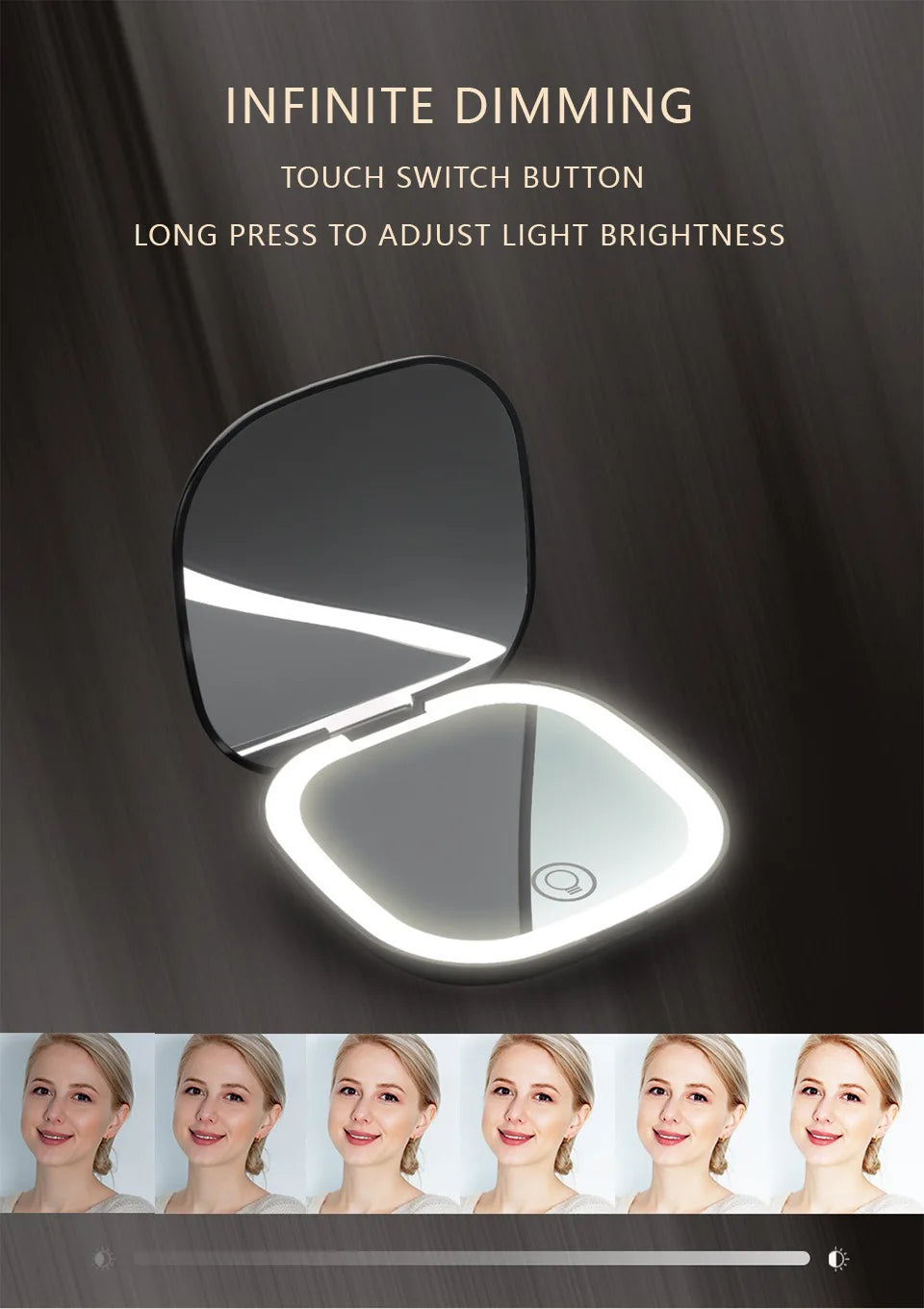 Mini Compact Foldable Pocket Hand Led Makeup Mirror With Led Light 5x/10x Magnification Rechargeable And Small Beauty World Shop