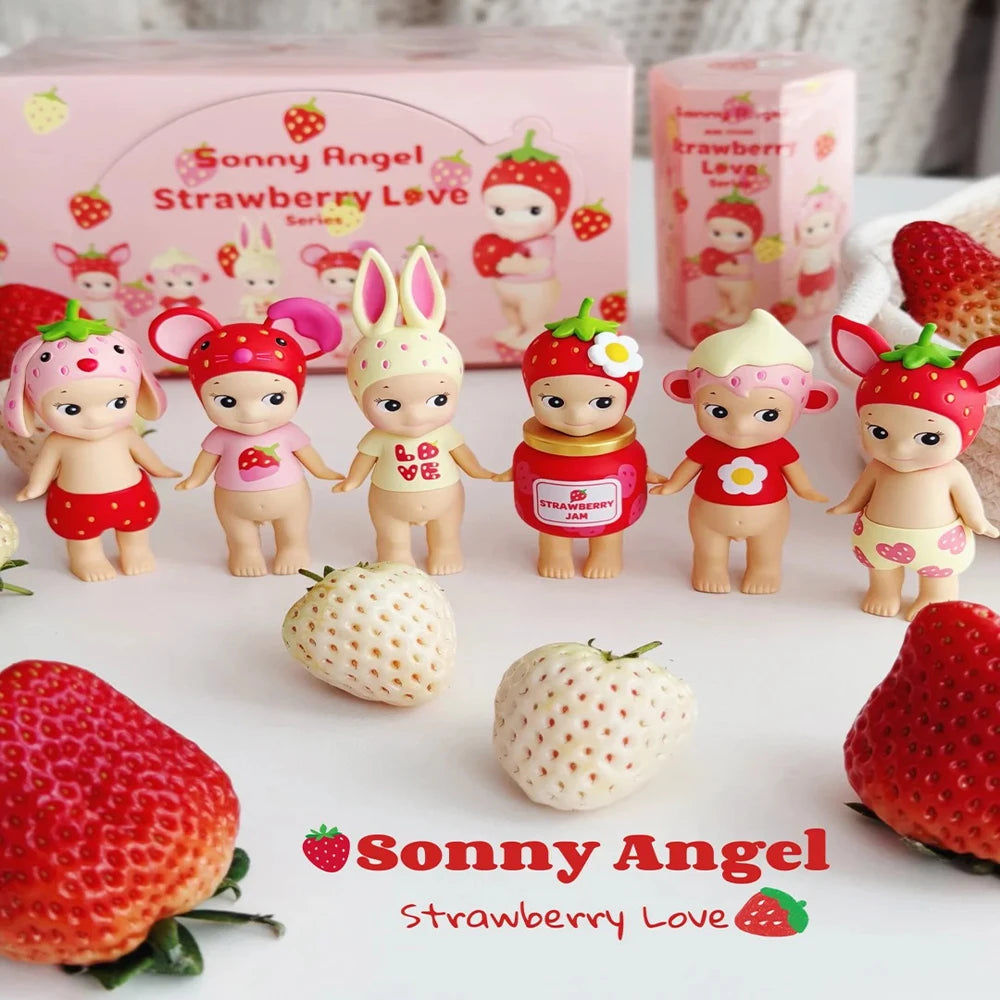 Genuine Sonny Angel Strawberry Love Series Cute Collectible Blind Box Dolls Desktop Decorations Surprise Fan Birthday Gift Toy Beauty World Shop