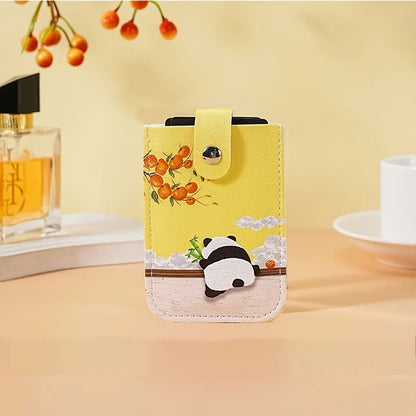 Vintage Oil Painting Pull Out Card Holder One Piece Women's Compact Ultra Thin Mini Cartoon New Style Niche Design Card Case Bag Beauty World Shop