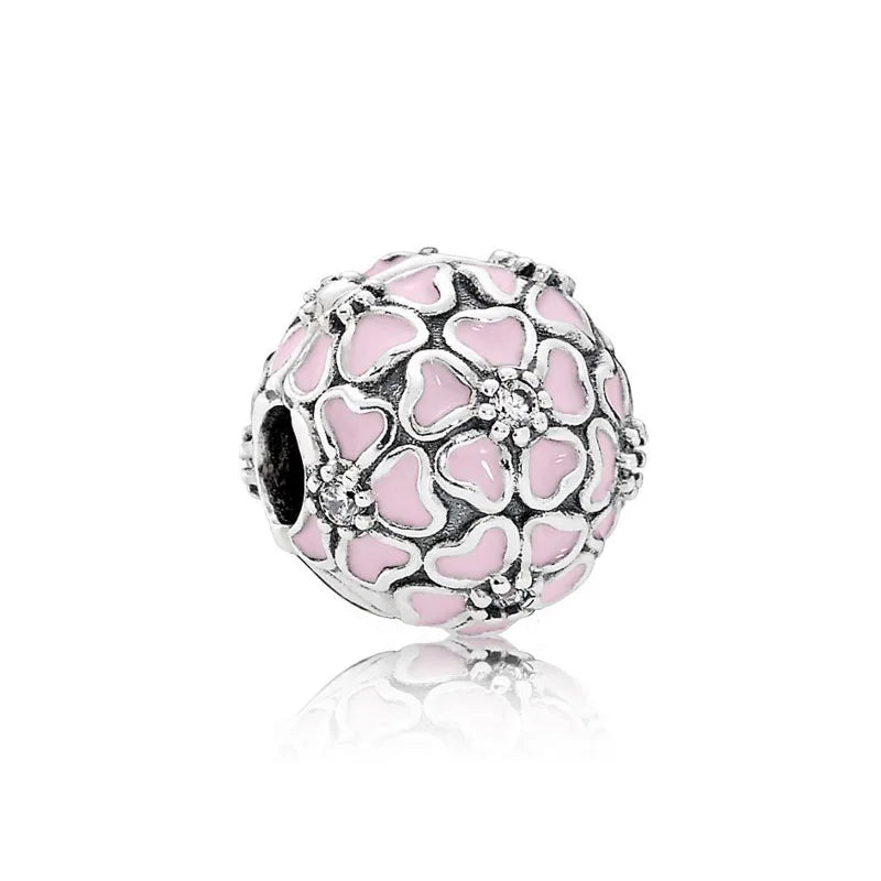 2025 Hot selling 925 Silver Pink Bird Moon Pendant Suitable for European Bracelets DIY Accessories Women's Charm Jewelry Gifts Beauty World Shop