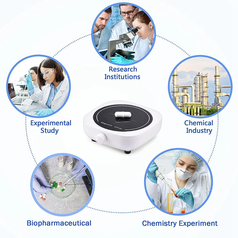 Magnetic Stirrer Mini Lab Stir Mixer Portable Stirrer Plate with Stir Bar 2L 4000RPM for Laboratory (EU/US/UK Plug ) Beauty World Shop
