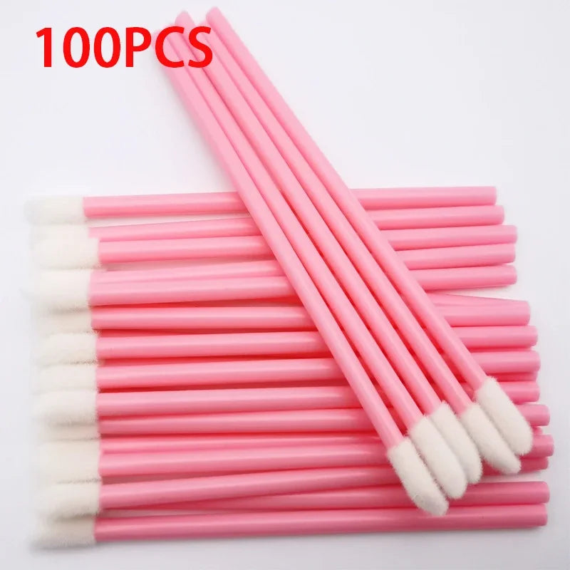 100PCS Lip Brushes Makeup Brush Eyelashes Extension Applicator Lipstick Wands Set For Woman Cosmetic Colourful Make Up Tools Beauty World Shop