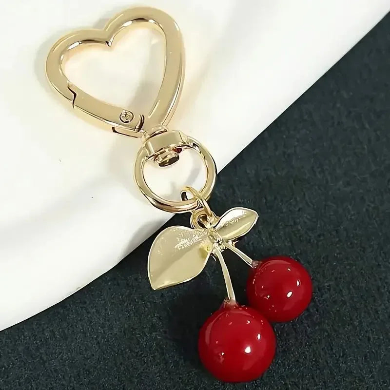 Cherry Blossom Heart-Shaped Bag Charm Durable Lobster Clasp DIY Bag Accessory Perfect Gift for Women Romantic Token of Love Beauty World Shop