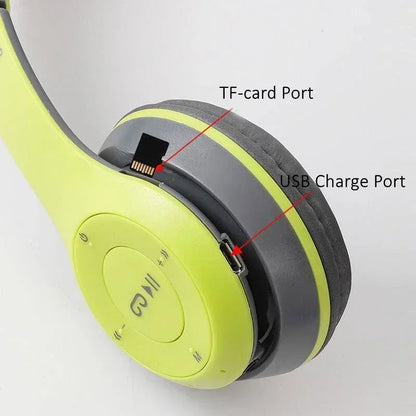 Bluetooth 50 Wireless Headphones Foldable HIFI Stereo Bass with Mic USB Adapter for iPhone Gaming Beauty World Shop