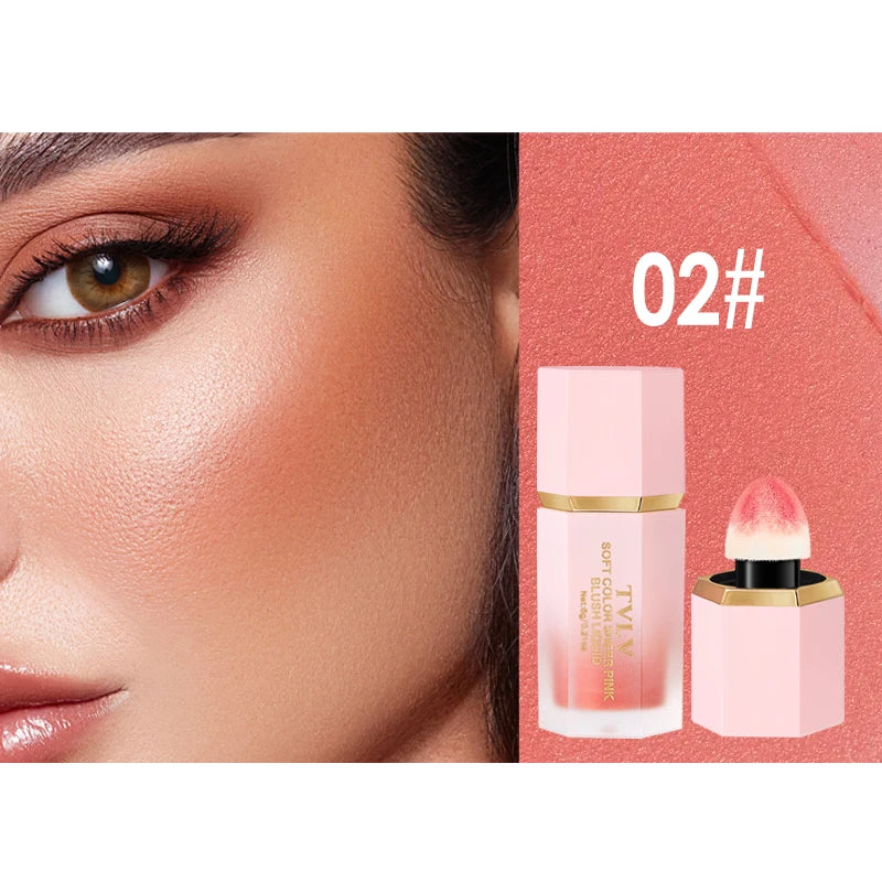 TVLV 4 Colour Matte Liquid BlushEasy to apply long lasting waterproof blush sponge brush head Beauty World Shop