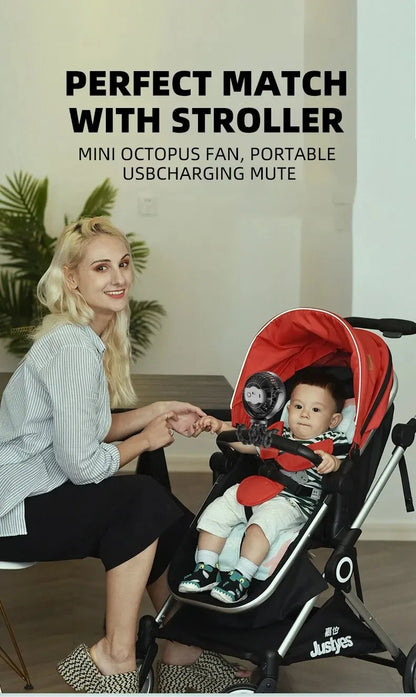 New 5200 mah multi-functional stroller Mini fan Portable USB charging small fan Mobile phone seat outdoor handheld Octopus fan