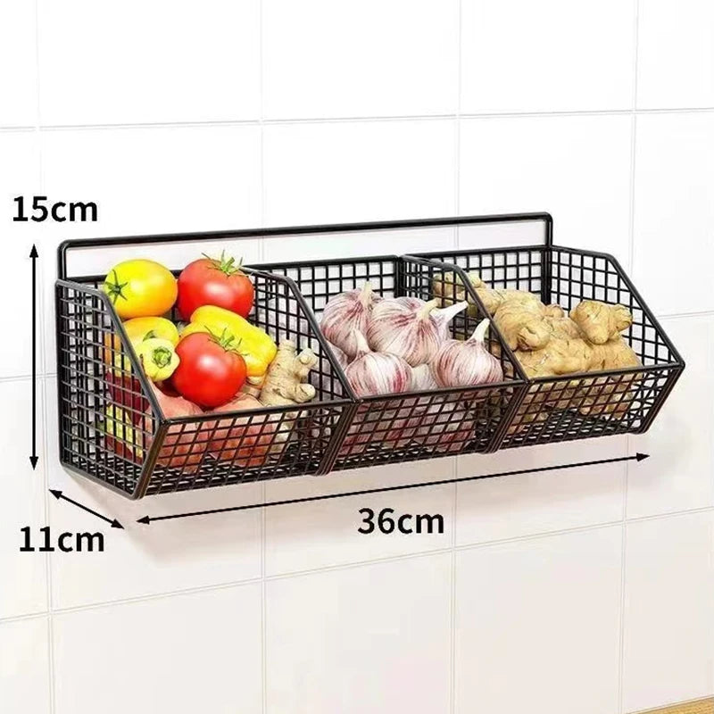 Wall Mounted Kitchen Storage Basket Durable Wire Storage Rack for Vegetables and Fruits Suitable for Home Organization Beauty World Shop