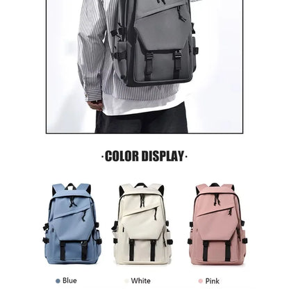 One 15 Inch Polyester Waterproof Solid Color Simple Men's Backpack Fashion Couple Student Computer Backpack Beauty World Shop