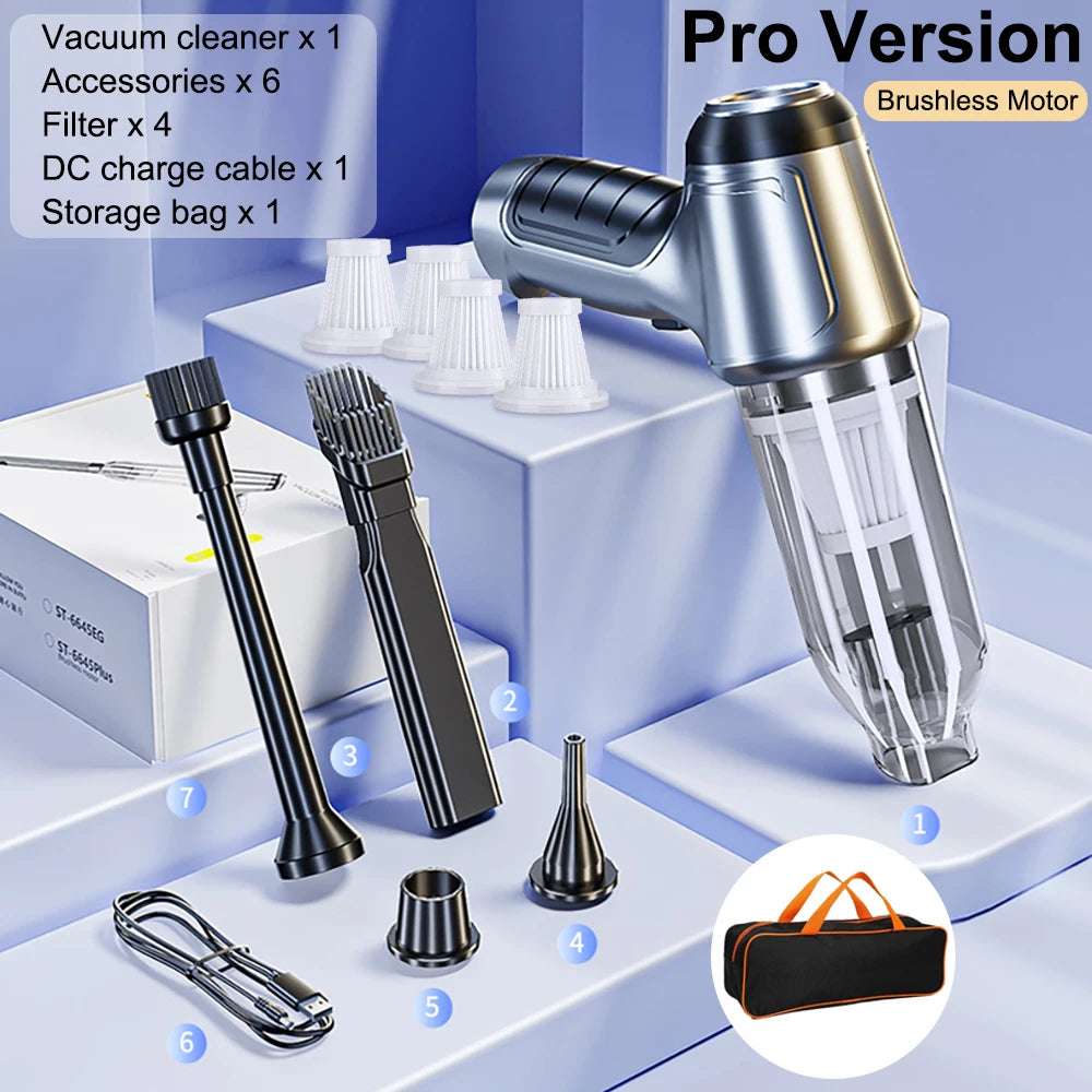 Car Vacuum Cleaner Wireless Portable Vacuum Cleaner 95000PA Strong Suction Handheld Mini Cleaner High Power Blower for Car Home Beauty World Shop