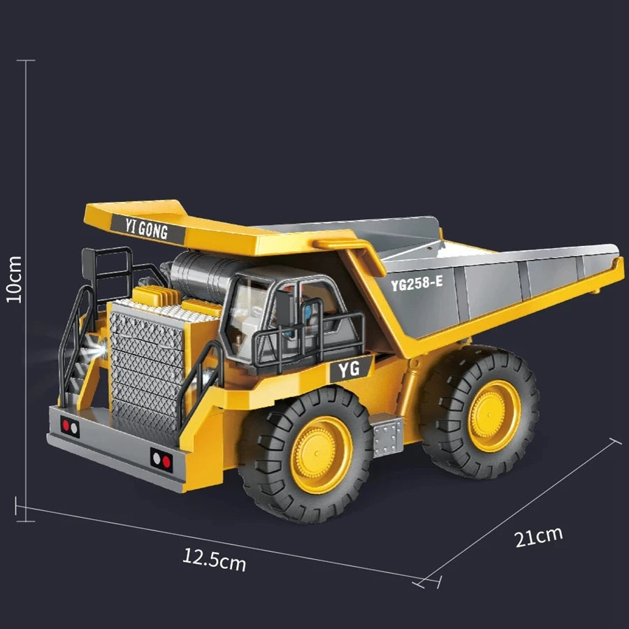 4WD Remote Control Excavator 4x4 Alloy Dump Truck Bulldozer Radio Model RC Car Construction Vehicle Toy Children Kids Gifts Beauty World Shop
