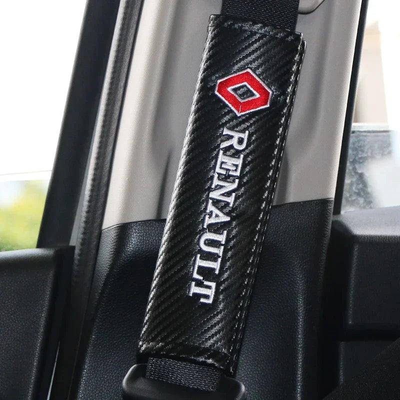 2PCS Carbon fiber Cotton Car Safety Belt Shoulder Cover seat belt pad for Renault koleos duster megane 2 logan clio Car Styling Beauty World Shop