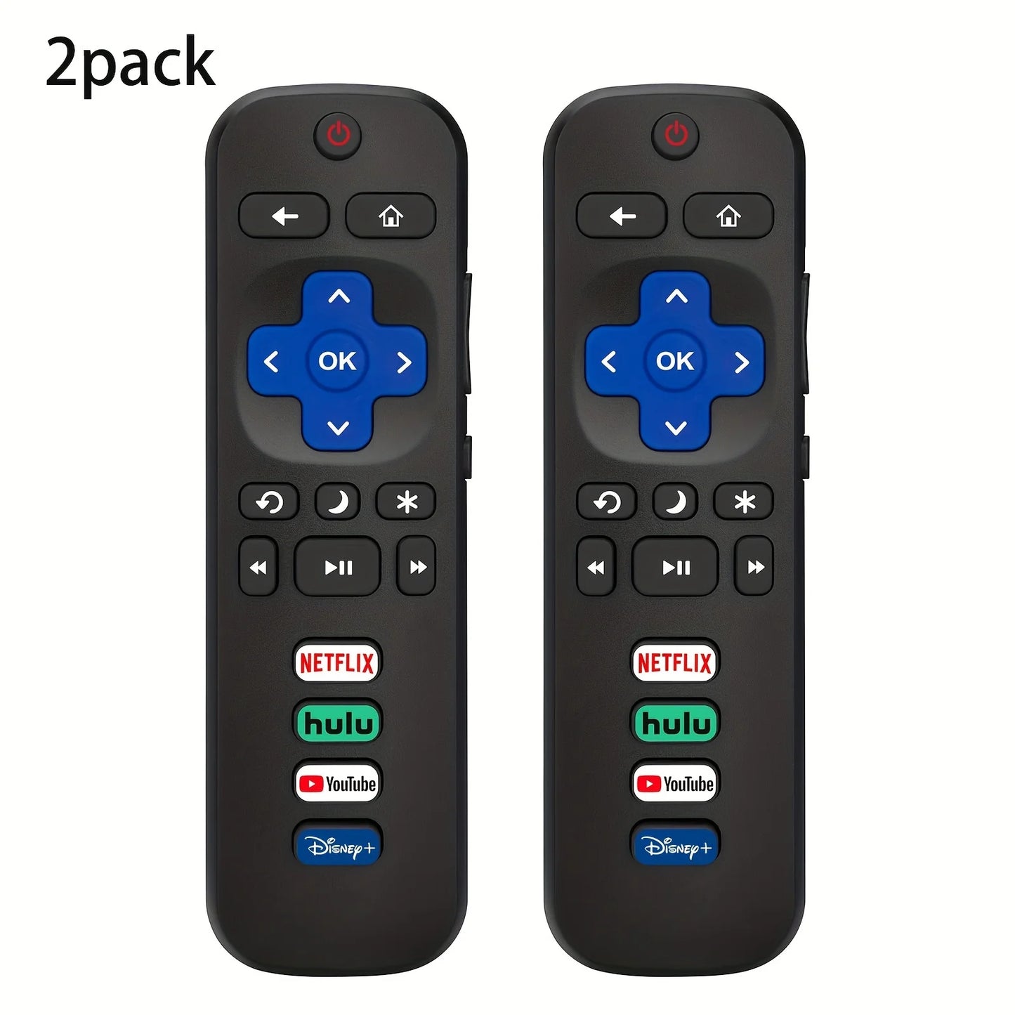 2 remote controls compatible with TCL Roku/Hisense Roku/Onn Roku/Philips Roku smart TV (not applicable to RokuStick and box) Beauty World Shop