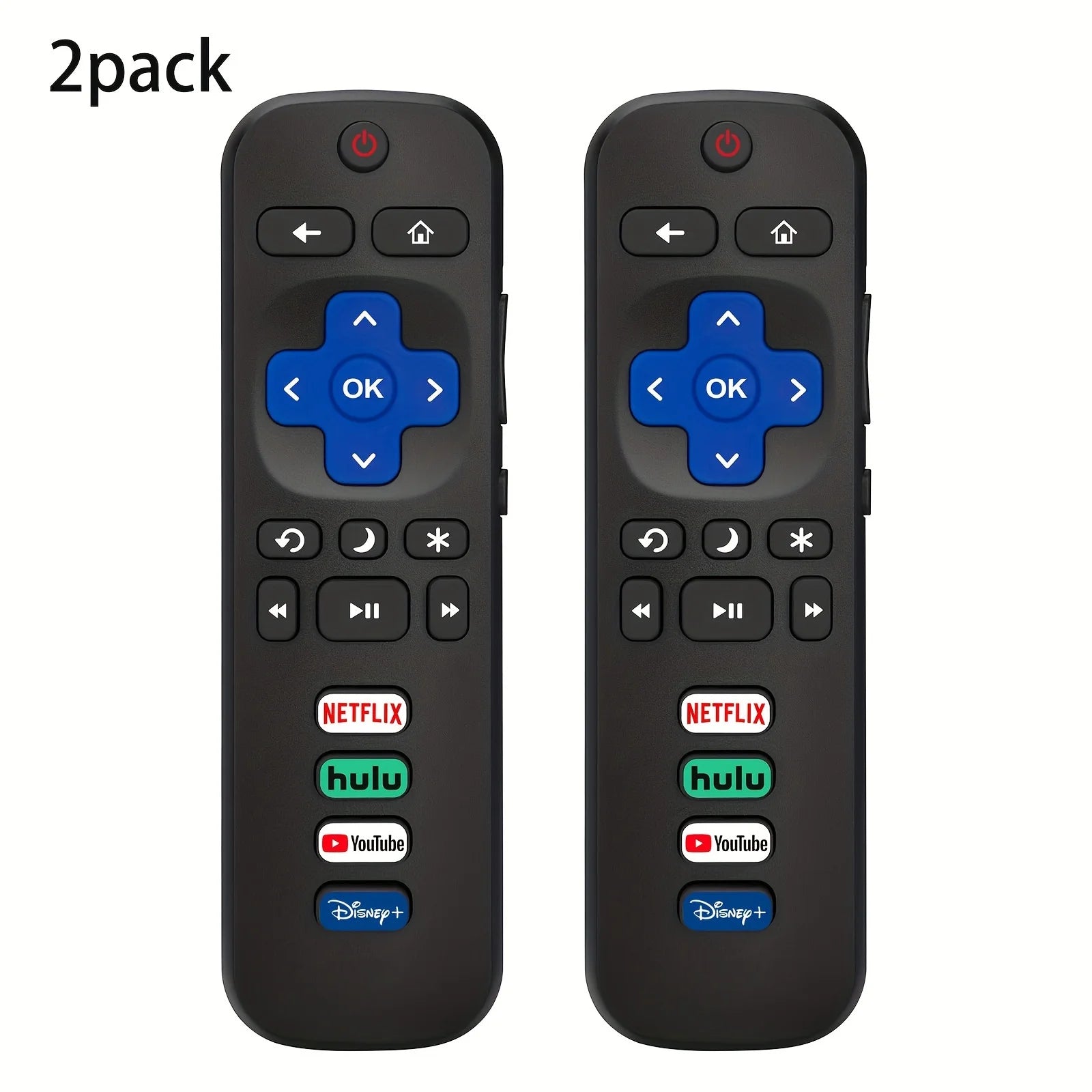 2 remote controls compatible with TCL Roku/Hisense Roku/Onn Roku/Philips Roku smart TV (not applicable to RokuStick and box) Beauty World Shop