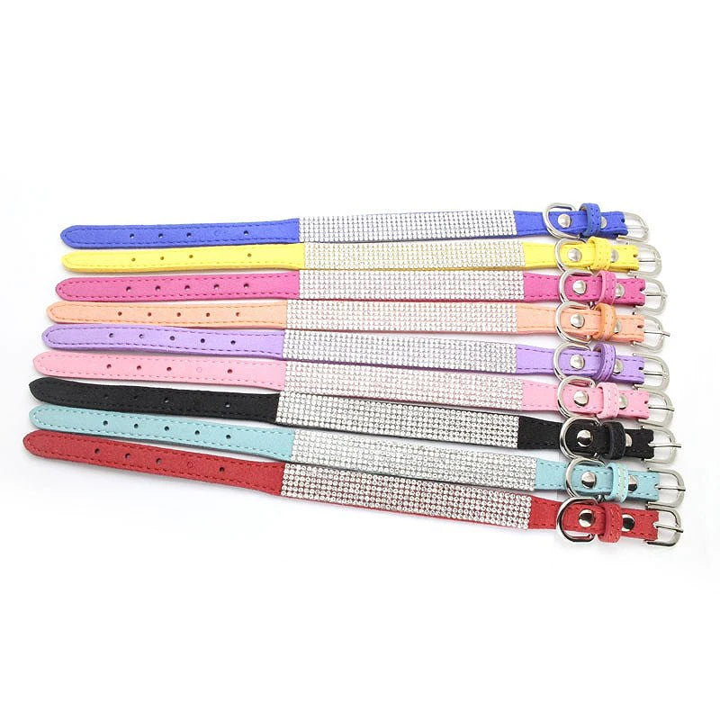 Dog Collar Crystal Glitter Rhinestone Pet Collars Zinc Alloy Buckle Collar For Small Medium Dogs Cats Chihuahua Pug Dog Collar Beauty World Shop