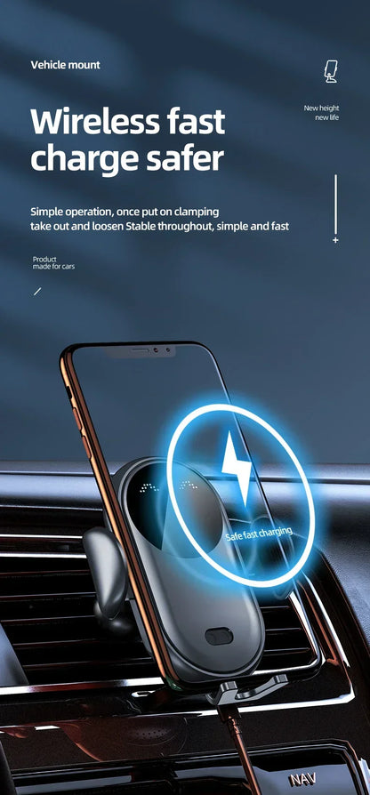 Infrared Induction Car Wireless Charger Stand Car Air Vent Clamp for iPhone 16~12 Pro Max Samsung Galaxy S25/S24 Fast Charging Beauty World Shop