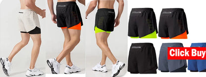 New Men Running Shorts Gym Sports Shorts 2 In 1 Quick Dry Workout Training Gym Fitness Jogging Short Pants Summer Men Shorts Beauty World Shop