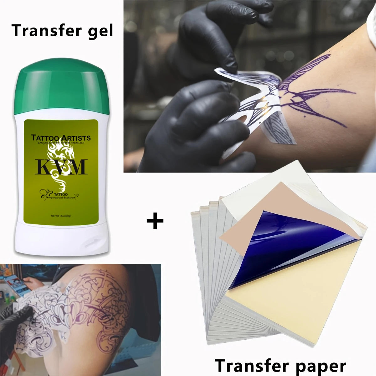 KVM Tattoo Transfer Cream Gel with tattoo transfer paper kit,  Tattoo Transfer Machine accessories for A4 Size Stencil Paper Beauty World Shop