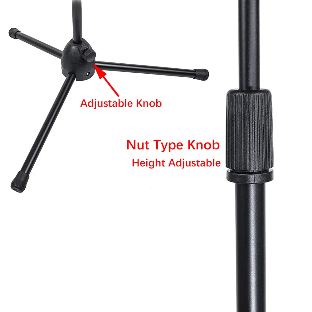 Tripod Microphone Stand Boom Mic Stand with 2 Mic Clip Holder Collapsible Adjustable Mic Bracket Beauty World Shop