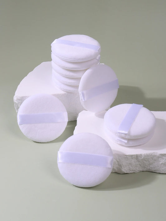 2-5-10-20Pcs Portable and Practical High-Grade White Round Powder Puff for Base and Fixing Makeup Beauty World Shop