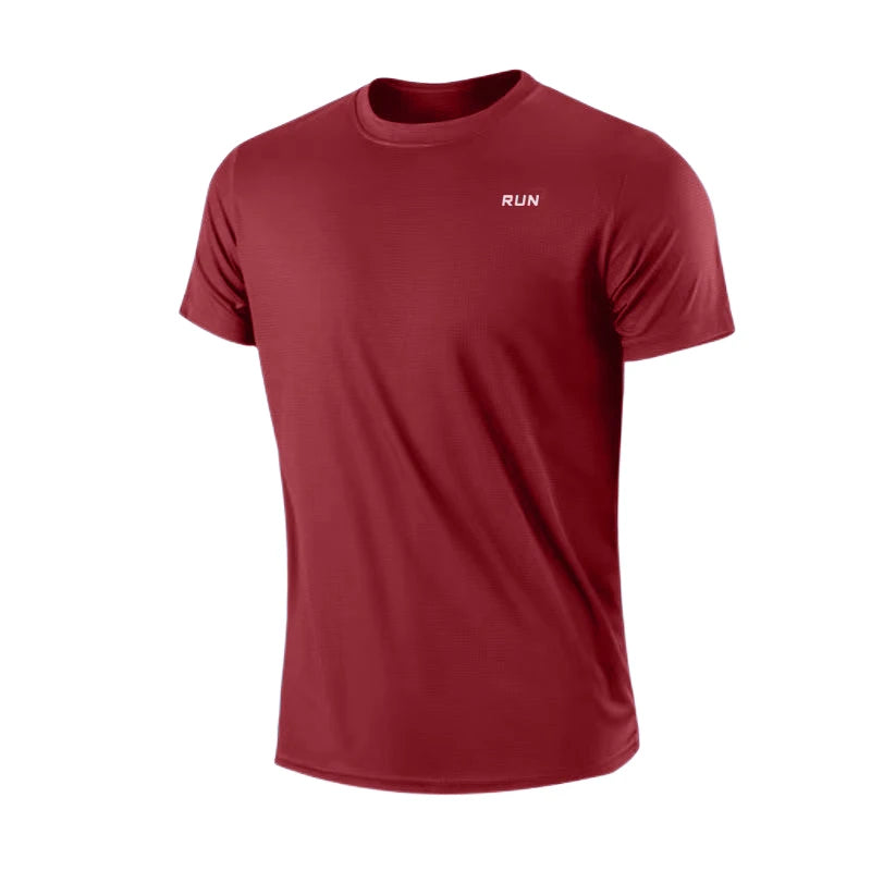 Men's Quick Dry Short Sleeve Gym Running Moisture Wicking Round Neck T-Shirt Training Exercise Gym Sport Shirt Tops Lightweight Beauty World Shop