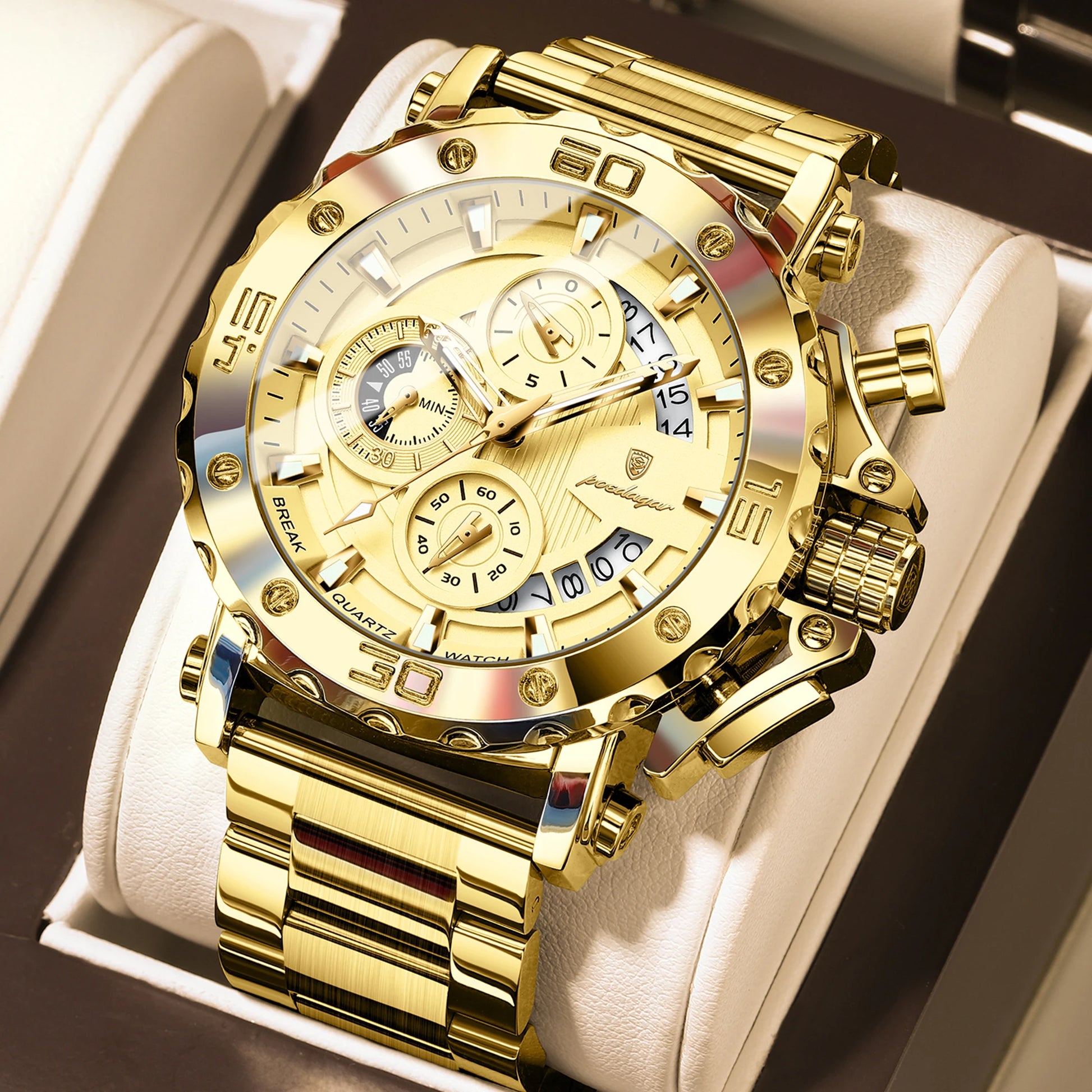 POEDAGAR Luxury Men's Watch Calendar Luminous Waterproof Man Clock Chronograph Stainless Steel Quartz Watches For Men Reloj Gift Beauty World Shop