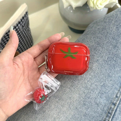 [Jm] Niche cute semi-transparent tomatoes are suitable for airpods 4th generation bluetooth headset case 2nd/3rd generation