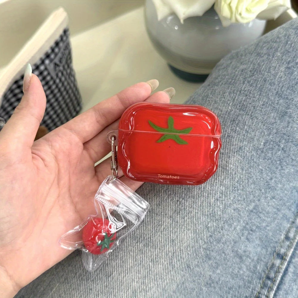 [Jm] Niche cute semi-transparent tomatoes are suitable for airpods 4th generation bluetooth headset case 2nd/3rd generation