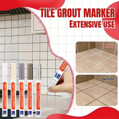 1Pcs Waterproof Ceramic Tile Grout Marker Pen, White Tile Repair Pen with Anti-Mold Filler, Bathroom Floor Tile Gap Cleaning Pen Beauty World Shop