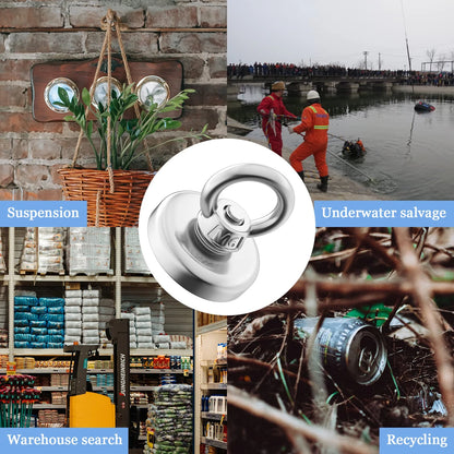 Super Strong Neodymium Fishing Magnets Heavy Duty imanes Magnet with Countersunk Hole Eyebolt for Salvage Magnetic Fishing Beauty World Shop