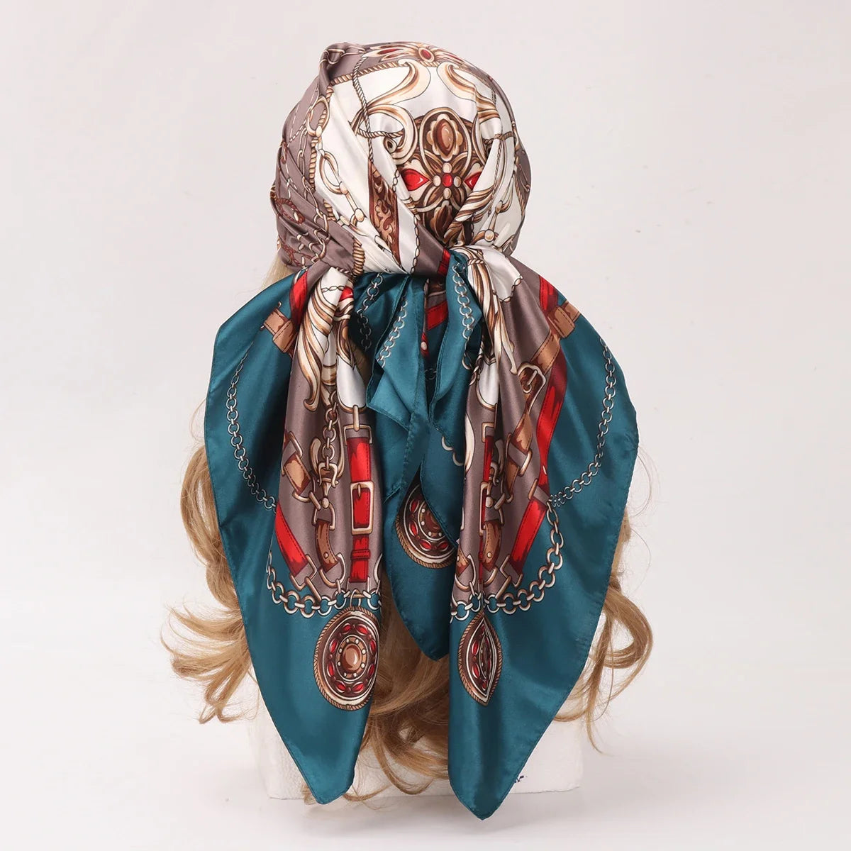 90*90cm Silk Scarf Scarftop Headwraps Women Four Seasons Hair Scarve Hijab Foulard Iuxe Bandana Femme Headscarf Beauty World Shop