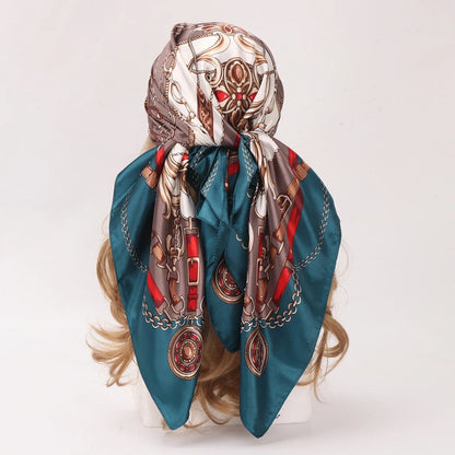 90*90cm Silk Scarf Scarftop Headwraps Women Four Seasons Hair Scarve Hijab Foulard Iuxe Bandana Femme Headscarf Beauty World Shop