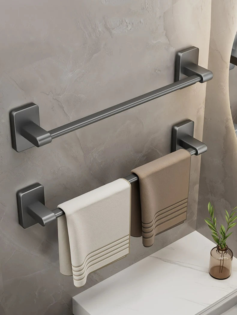 Non perforated suction cup wall mounted towel rack, bathroom storage rack, bathroom horizontal bar towel rack Beauty World Shop