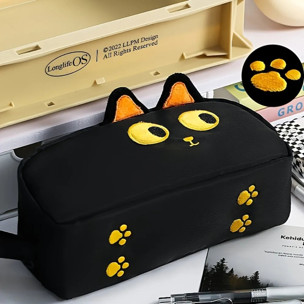 Cute 3D Black Cat Pencil Case-Large Capacity Polyester School Supplies,Cute Cat Lover Gift for Students & Office (Paw Design) Beauty World Shop