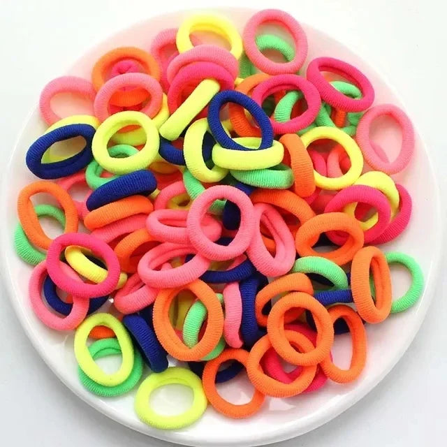200PCS Women Girls Colorful Nylon Elastic Hair Bands Ponytail Hold Small Hair Tie Rubber Bands Scrunchie Hair Accessories Beauty World Shop