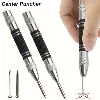 Auto Center Puncher Hole Marker Wood Metal Steel Spring Load Kerner Drill Locator Heavy Duty Punch Carpentry Automatic Hand Tool Beauty World Shop