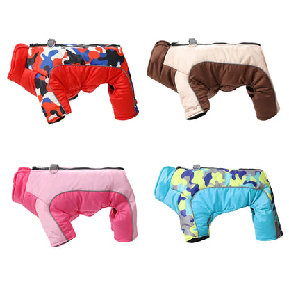 Warm Pet Clothes With D-ring Reflective Dog Jumpsuit For Small Medium Dogs Camouflage Puppy Coat For Winter Chihuahua Pug Jacket