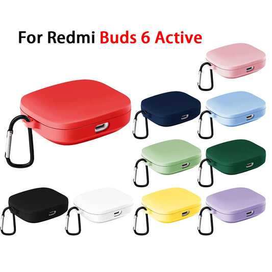 Silicone Case for Redmi Buds 6 Active Cases Wireless Earphone Cover For Xiaomi Redmi Buds6 Active Covers with Hook Accessories