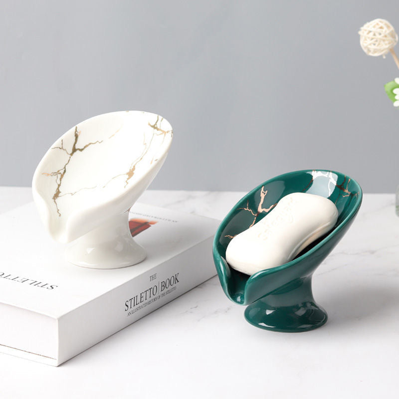 New 1 ceramic Leay shower soap holder, bathroom and kitchen supplies shape box, drain hole tray, storage board Beauty World Shop