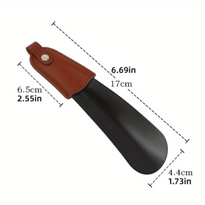 1pc stainless steel shoehorn with leather handle, travel shoehorn is easy to carry and easy to wear shoes. Beauty World Shop