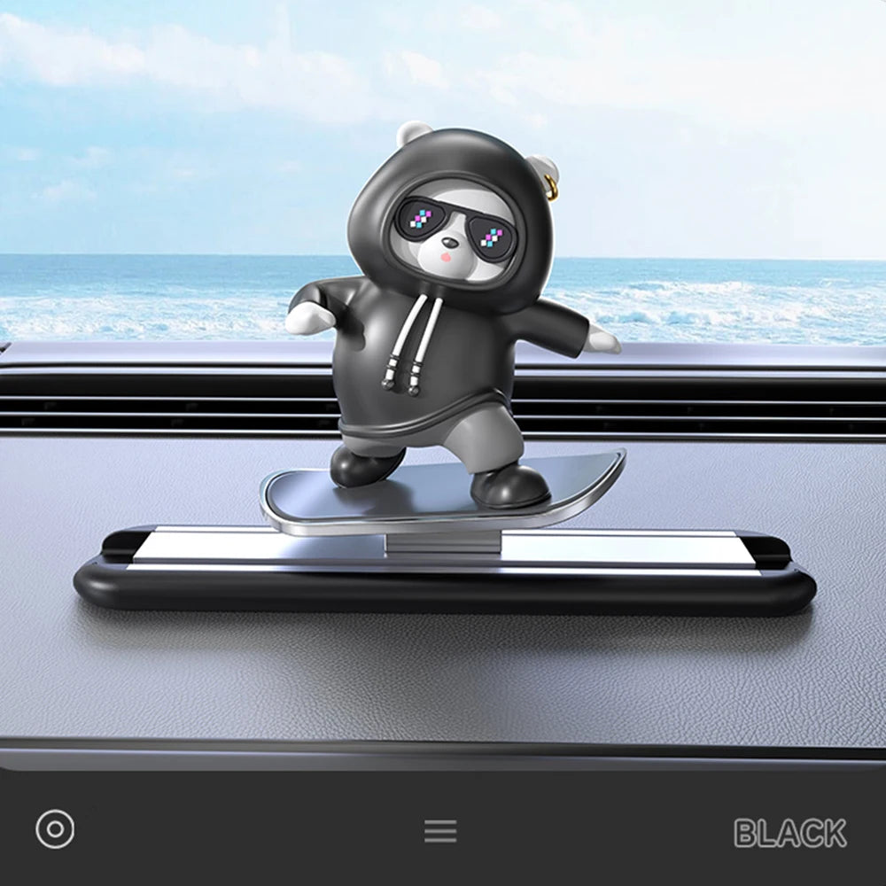 New Dashboard Car Decorations Skateboard Bear Magnetic Parking Number Plate Creative Car Cartoon Interior Interior Accessories Beauty World Shop