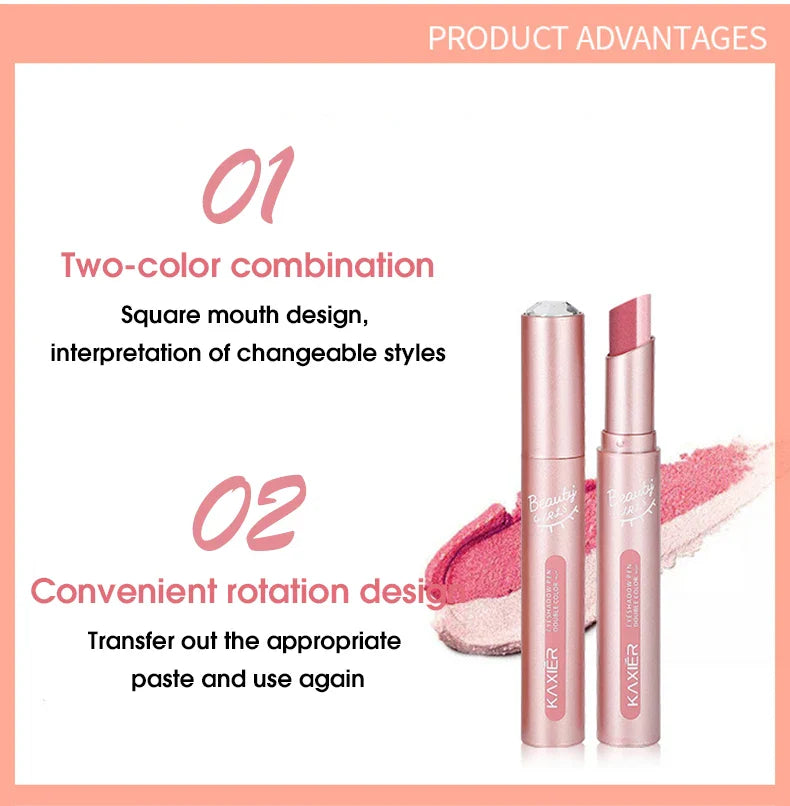 Gradient two-color eye shadow pen waterproof, sweat proof, not easy to smudge, pearlescent, fine shiny, lazy eye shadow s Beauty Trend Shop